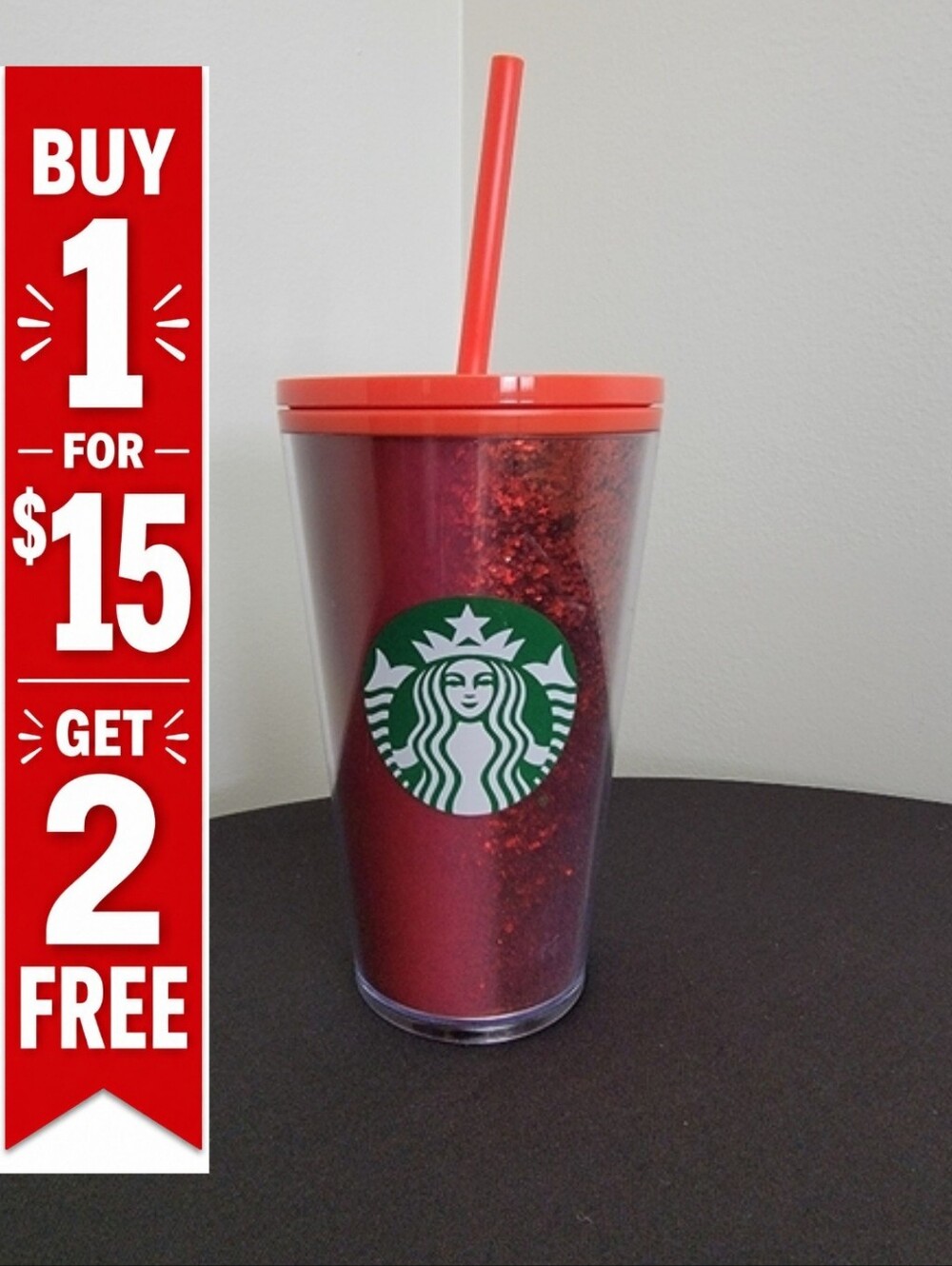 Starbucks Limited Edition Red Glitter Tumbler 16‎ oz.